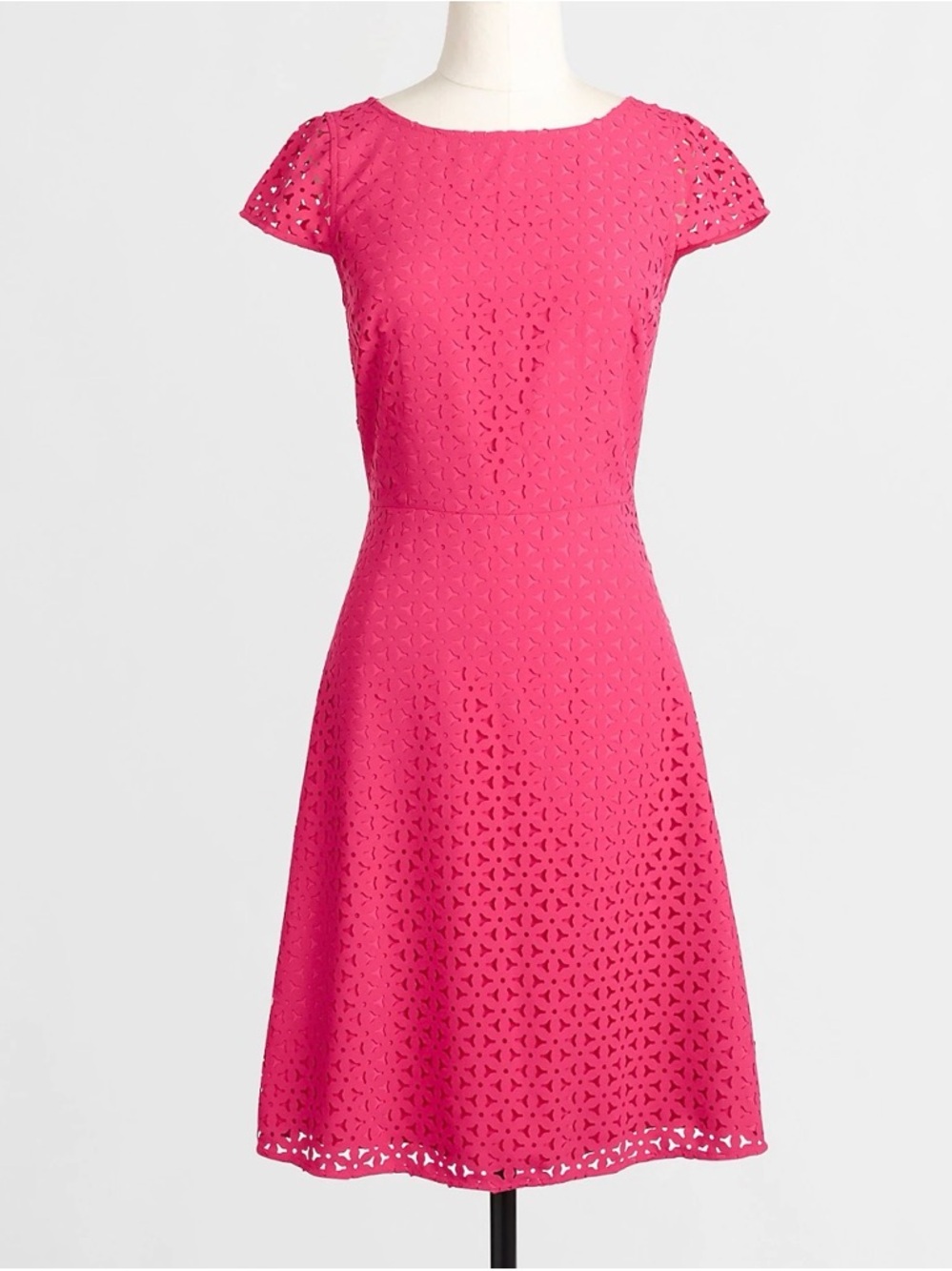 J. Crew Factory Laser-cut Cap-sleeve Dress in Crisp Berry Size 0 - C31-003